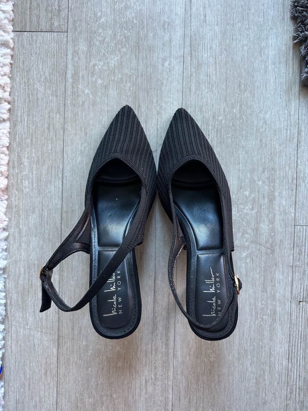 Nicole Miller Black Pointed Slingback Heels